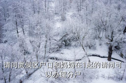 請問武侯區戶口和媽媽在1起的請問可以辦理分戶