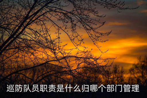 巡防隊員，巡防隊員職責(zé)