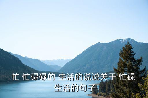 忙 忙碌碌的 生活的說說關于 忙碌 生活的句子