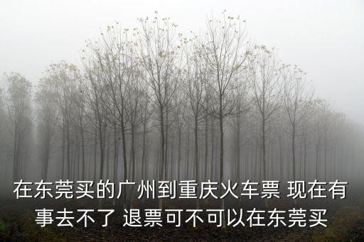 重慶市東莞食品功效成分檢測，在東莞買的廣州到重慶火車票 現(xiàn)在有事去不了 退票可不可以在東莞買