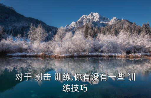 對于 射擊 訓練,你有沒有一些 訓練技巧