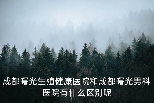 成都曙光生殖健康醫院和成都曙光男科醫院有什么區別呢
