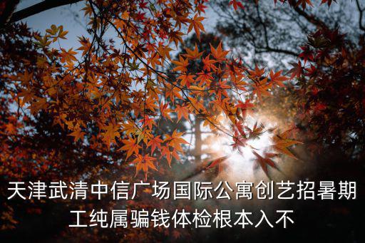 天津武清中信廣場(chǎng)國(guó)際公寓創(chuàng)藝招暑期工純屬騙錢(qián)體檢根本入不