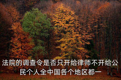 法院的調查令是否只開給律師不開給公民個人全中國各個地區都一