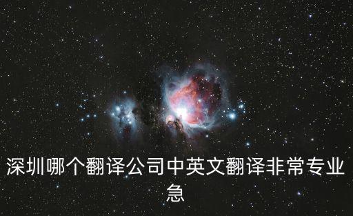 深圳哪個翻譯公司中英文翻譯非常專業急