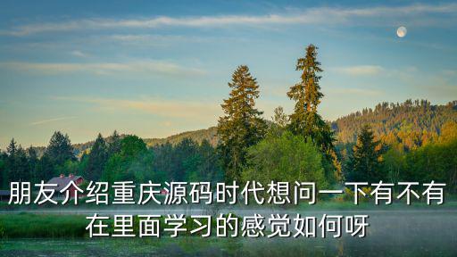 朋友介紹重慶源碼時(shí)代想問一下有不有在里面學(xué)習(xí)的感覺如何呀