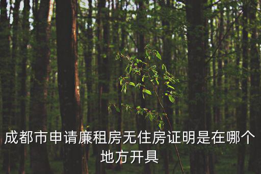 成都市申請廉租房無住房證明是在哪個地方開具