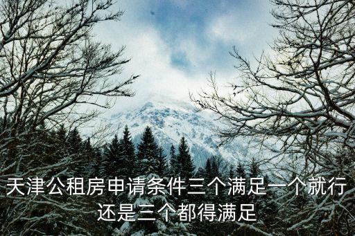 天津公租房申請條件三個滿足一個就行還是三個都得滿足