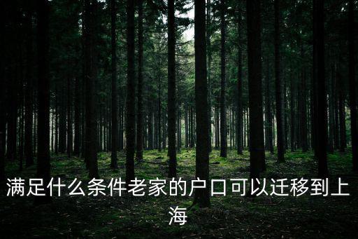 滿足什么條件老家的戶口可以遷移到上海