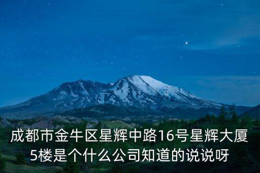 成都市金牛區星輝中路16號星輝大廈5樓是個什么公司知道的說說呀