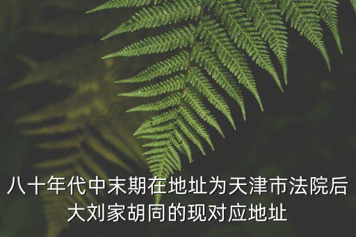 八十年代中末期在地址為天津市法院后大劉家胡同的現(xiàn)對應地址