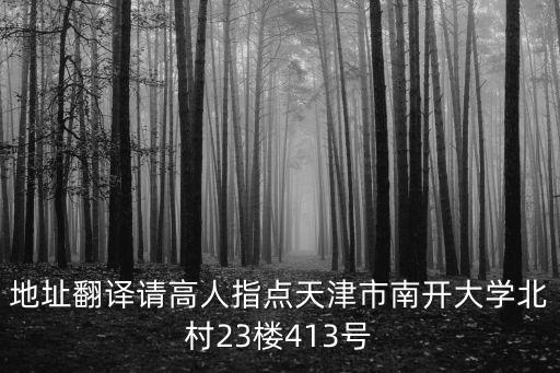 地址翻譯請(qǐng)高人指點(diǎn)天津市南開(kāi)大學(xué)北村23樓413號(hào)