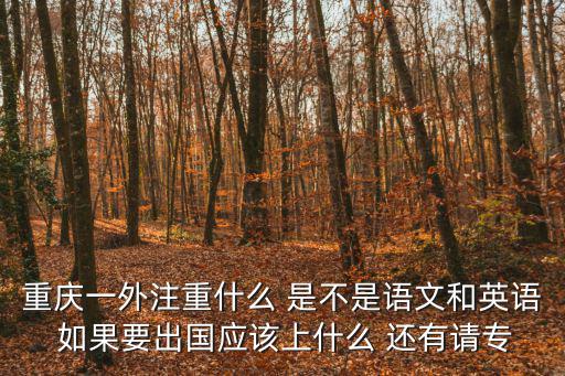 重慶一外注重什么 是不是語文和英語 如果要出國應(yīng)該上什么 還有請專