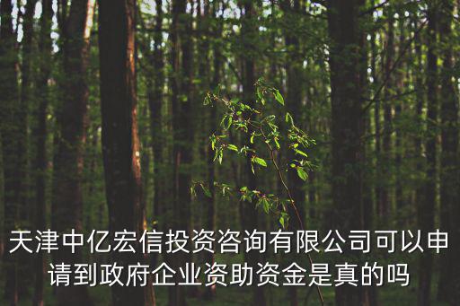 天津市科技型中小企業(yè)技術(shù)創(chuàng)新基金項(xiàng)目，天津中億宏信投資咨詢(xún)有限公司可以申請(qǐng)到政府企業(yè)資助資金是真的嗎