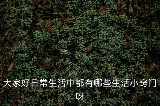 大家好日常生活中都有哪些生活小竅門呀