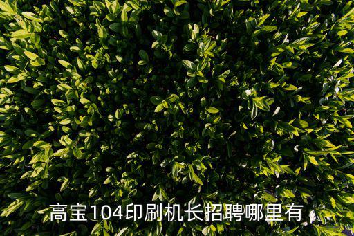 高寶104印刷機長招聘哪里有