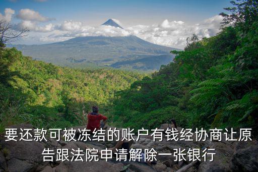 要還款可被凍結的賬戶有錢經協商讓原告跟法院申請解除一張銀行
