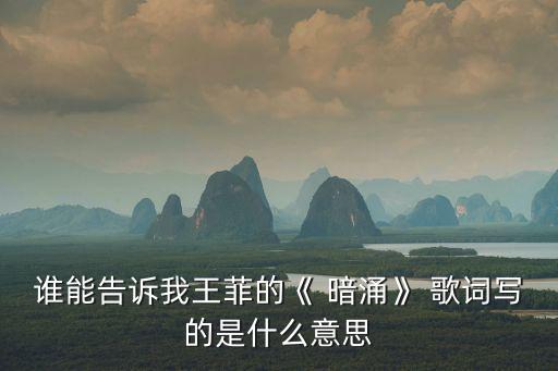 誰(shuí)能告訴我王菲的《 暗涌》 歌詞寫(xiě)的是什么意思