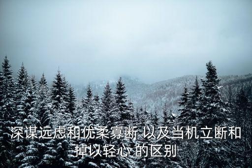 深謀遠慮和優柔寡斷 以及當機立斷和掉以輕心 的區別