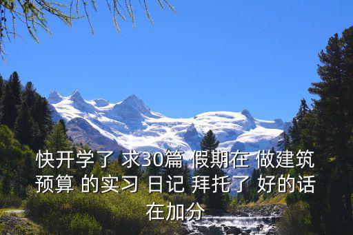 快開學了 求30篇 假期在 做建筑預算 的實習 日記 拜托了 好的話在加分