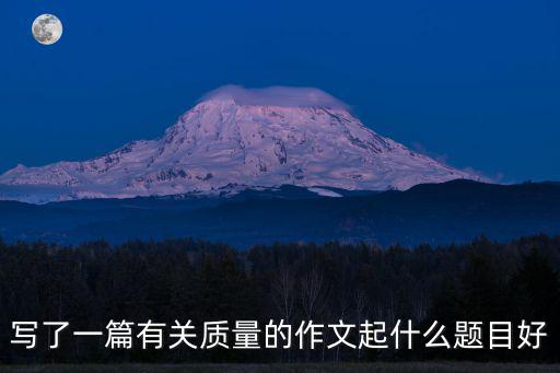 寫了一篇有關質量的作文起什么題目好