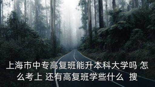 上海市中專高復班能升本科大學嗎 怎么考上 還有高復班學些什么  搜
