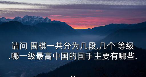 請問 圍棋一共分為幾段,幾個 等級.哪一級最高中國的國手主要有哪些...