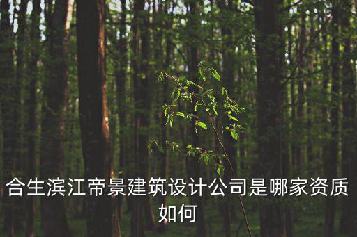 天津市森特爾新技術有限公司，合生濱江帝景建筑設計公司是哪家資質如何