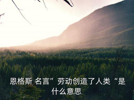  恩格斯 名言”勞動創造了人類“是什么意思
