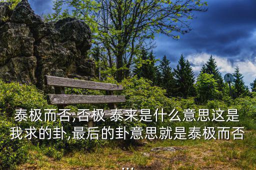 泰極而否,否極 泰來是什么意思這是我求的卦,最后的卦意思就是泰極而否...