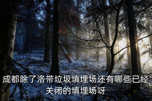 成都除了洛帶垃圾填埋場(chǎng)還有哪些已經(jīng)關(guān)閉的填埋場(chǎng)呀