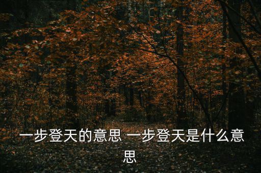 一步登天的意思,一步登天:比喻一下子達到很高的水平或程度