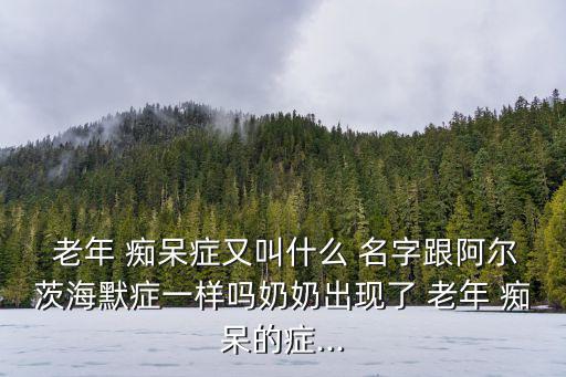  老年 癡呆癥又叫什么 名字跟阿爾茨海默癥一樣嗎奶奶出現了 老年 癡呆的癥...
