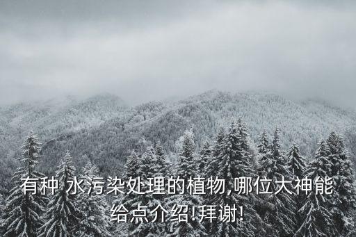 有種 水污染處理的植物,哪位大神能給點介紹!拜謝!