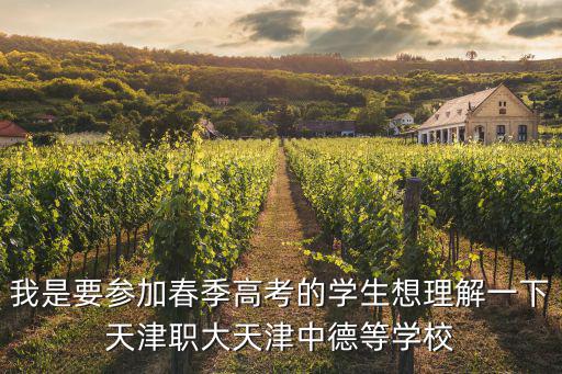 我是要參加春季高考的學生想理解一下天津職大天津中德等學校
