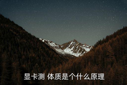  顯卡測 體質是個什么原理