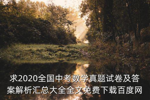 求2020全國中考數學真題試卷及答案解析匯總大全全文免費下載百度網