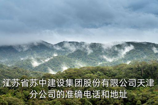 江蘇省蘇中建設集團股份有限公司天津分公司的準確電話和地址