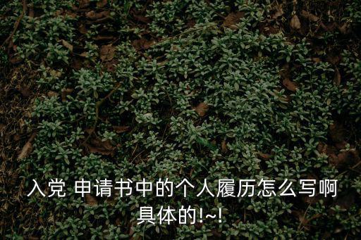 入黨 申請書中的個人履歷怎么寫啊具體的!~!