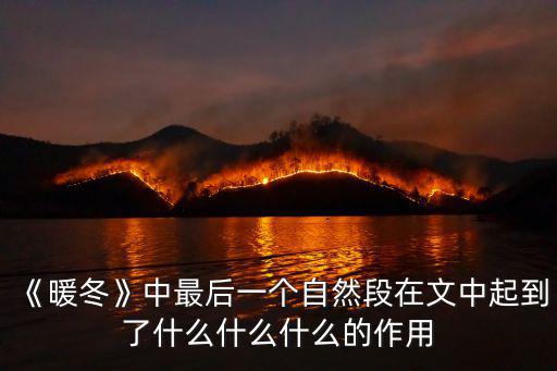 《暖冬》中最后一個自然段在文中起到了什么什么什么的作用