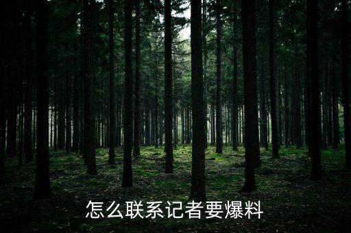 怎么聯系記者要爆料