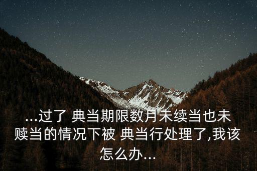 ...過了 典當期限數月未續當也未贖當的情況下被 典當行處理了,我該怎么辦...