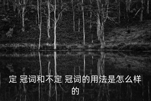 定 冠詞和不定 冠詞的用法是怎么樣的