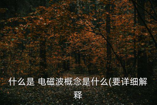 什么是 電磁波概念是什么(要詳細解釋