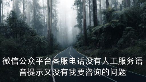微信公眾平臺客服電話沒有人工服務(wù)語音提示又沒有我要咨詢的問題