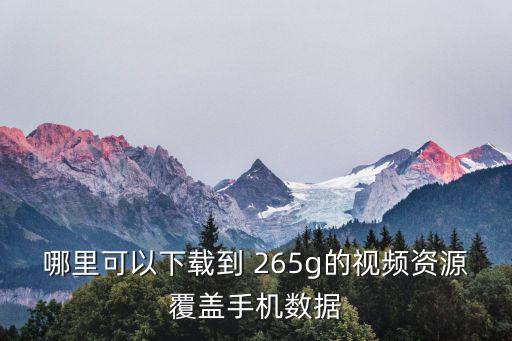 哪里可以下載到 265g的視頻資源覆蓋手機數(shù)據(jù)