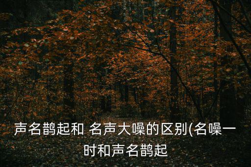 聲名鵲起和 名聲大噪的區別(名噪一時和聲名鵲起