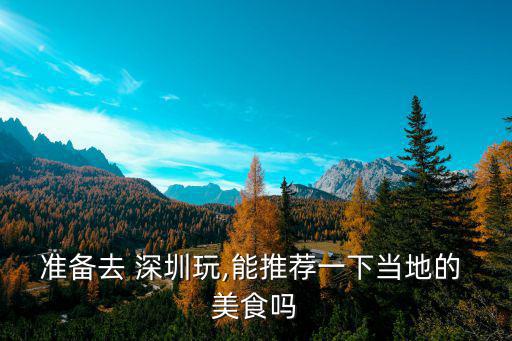 準備去 深圳玩,能推薦一下當地的 美食嗎