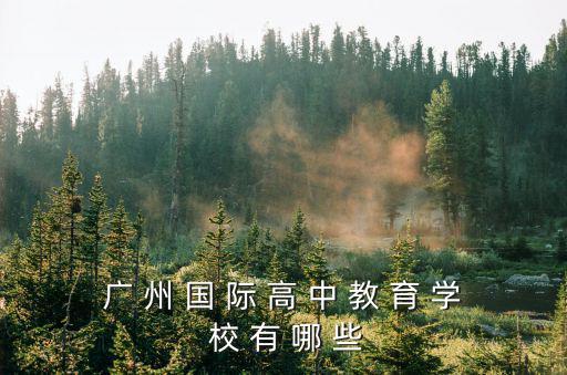 廣 州 國 際 高 中 教 育 學 校 有 哪 些