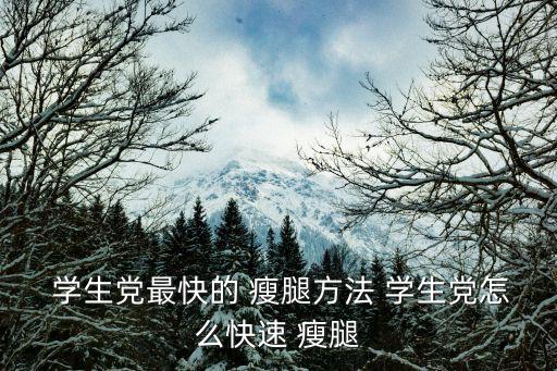 學生黨最快的 瘦腿方法 學生黨怎么快速 瘦腿